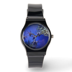 Black and White Angelfish in Deep Blue Sea Watch