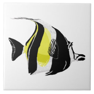 Black and white angelfish tile