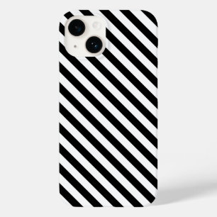 Black And White Angled Stripes Case-Mate iPhone 14 Case