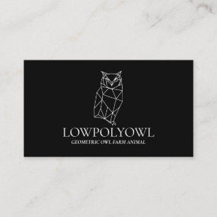 Black and White Animal Lowpoly Owl Business Card