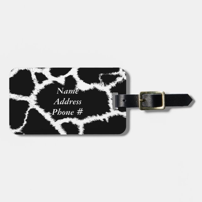 Black and White Animal Pattern Luggage Tag (Front Horizontal)