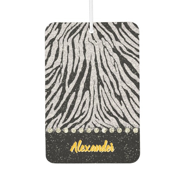 Black and white animal print fabric car air freshener (Front)