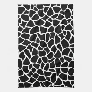 Black and White Animal Print Giraffe Pattern Tea Towel