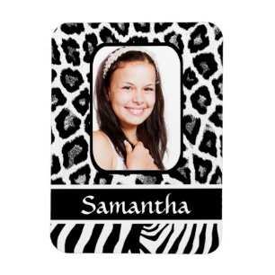 Black and white animal print magnet