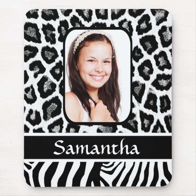 Black and white animal print mouse mat (Front)
