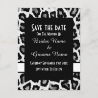 Black and white animal print save the date