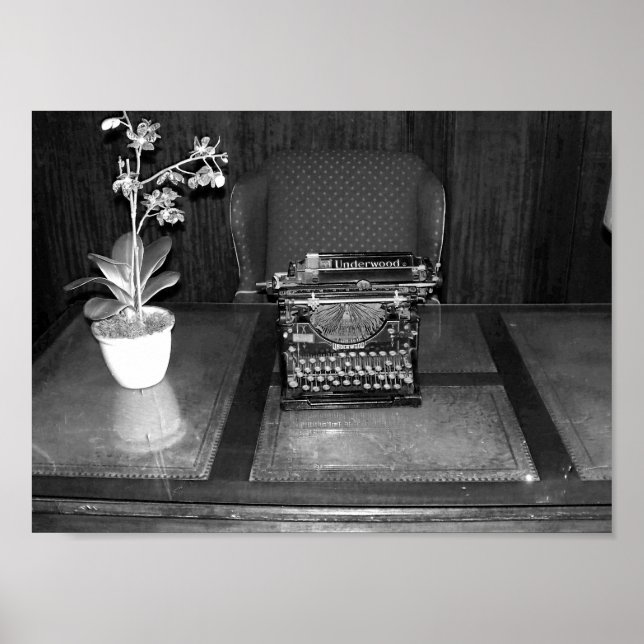 Black And White Antique Typewriter Photograph Poster (Front)