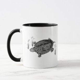 Black and White Aquatic Turtle Mug