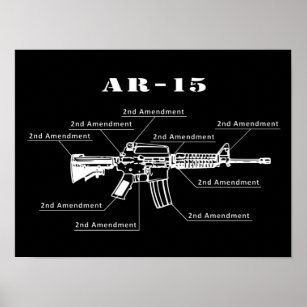 Black and White AR-15 Parts Identification Poster