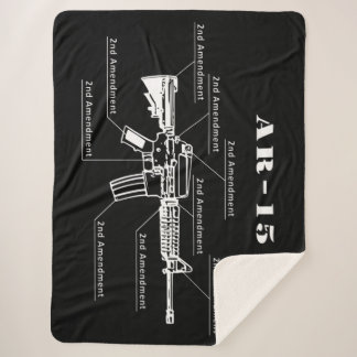 Black and White AR-15 Parts Identification Sherpa Blanket