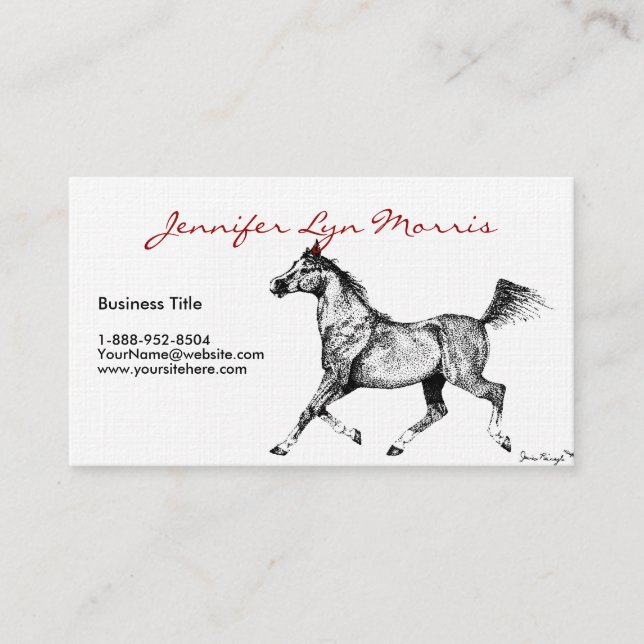 Black and White Arabian Horse Business Card (Front)