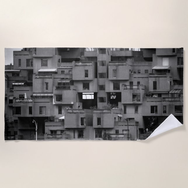 Black and White Architectural  Beach Towel (Front)