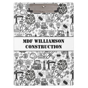 black and white Architectural Blueprint Engineer Clipboard