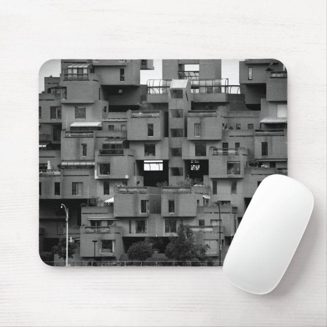 Black and White Architectural Mouse Mat (With Mouse)