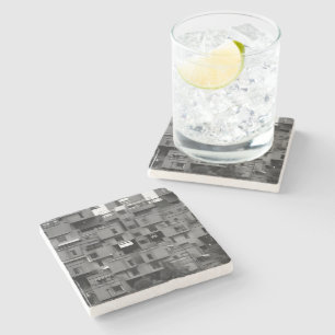 Black and White Architectural Stone Coaster