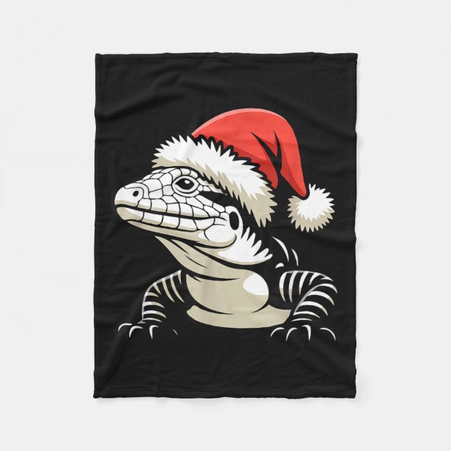 Black And White Argentine Tegu Christmas Ugly Xmas Fleece Blanket (Front)