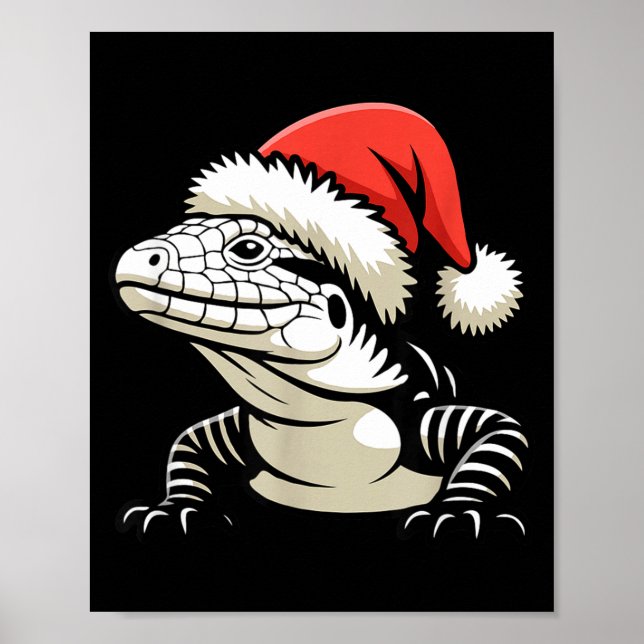Black And White Argentine Tegu Christmas Ugly Xmas Poster (Front)