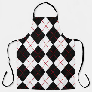 Black and White Argyle Allover Apron