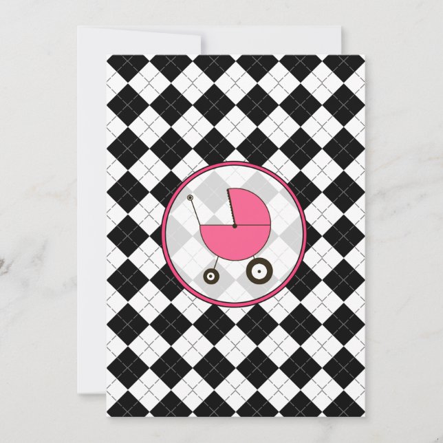 Black and White Argyle Baby Shower Invitation (Front)