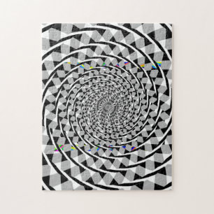 Black and White Argyle Forever Hours Pattern Jigsaw Puzzle