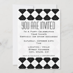 Black and White Argyle Invitation