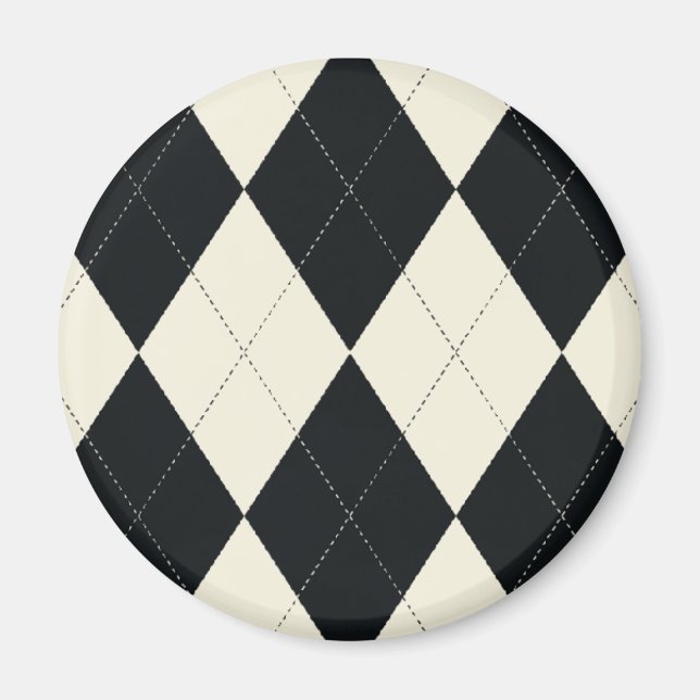 Black and White Argyle Magnet (Front)