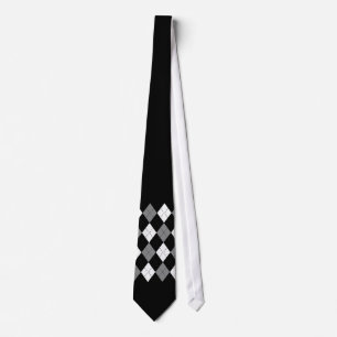 Black And White Argyle Necktie