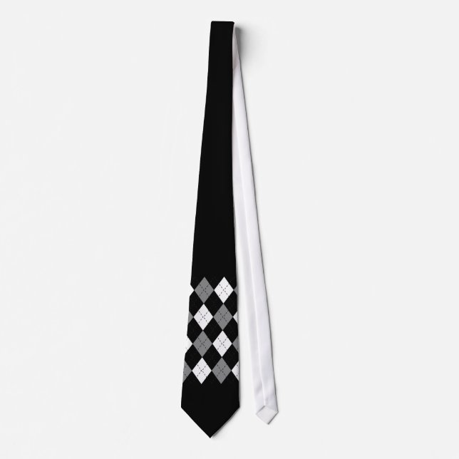 Black And White Argyle Necktie (Front)
