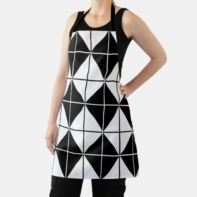 Black and White Argyle Pattern    Apron (Insitu)