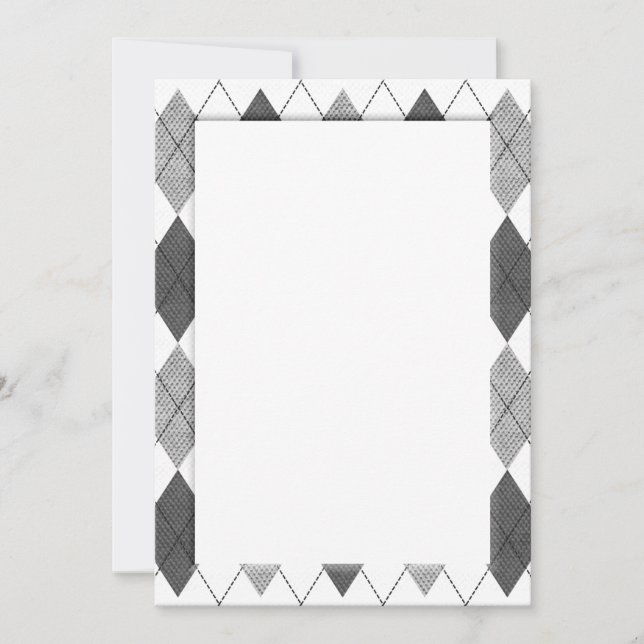 Black And White Argyle Pattern DIY  Card (Front)