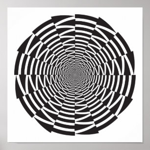 Black and White Arrow Vortex Optical Illusion Poster