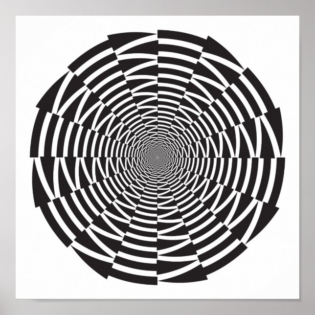 Black and White Arrow Vortex Optical Illusion Poster (Front)