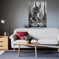 black and white art beast in the forest | AI Art