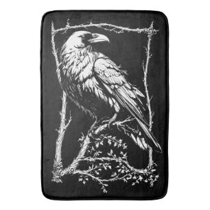 Black and White Art Crows, Ravens Bath Mat