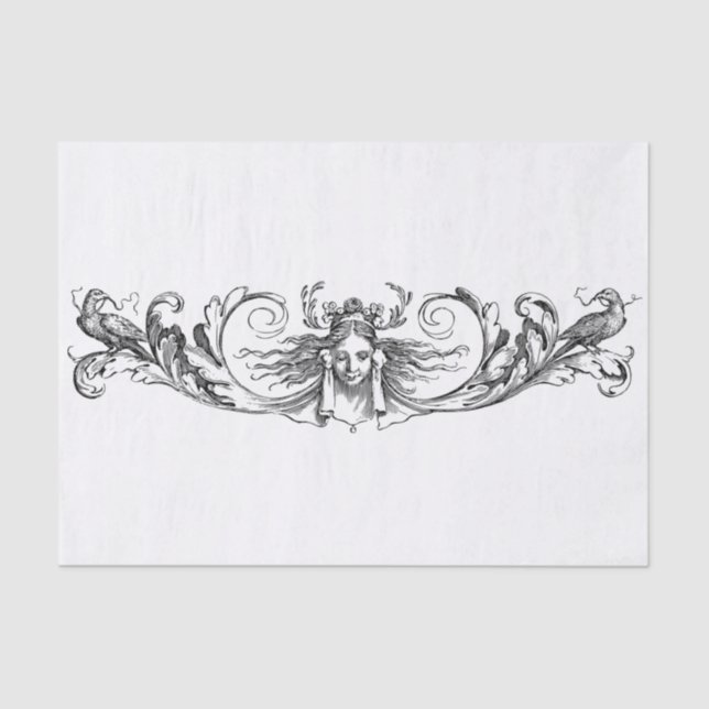 Black and White Art Deco Design Decoupage Tissue Paper (Front)