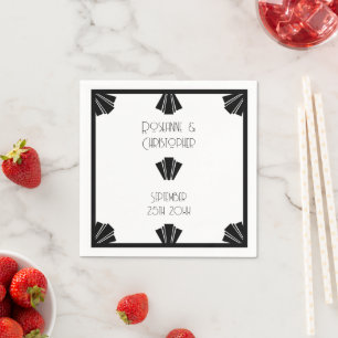 Black And White Art Deco Design Wedding Napkin