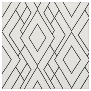 Black and White Art Deco Diamond Pattern Fabric