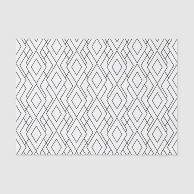 Black and White Art Deco Diamond Pattern Tissue Paper (Front)