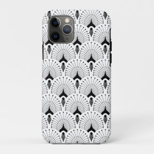 Black and white art-deco geometric pattern iPhone 11 pro case