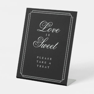 Black And White Art Deco Love Is Sweet Favour Pedestal Sign