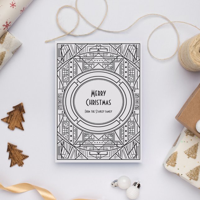 Black and white art deco Merry Christmas Holiday Card (Creator Uploaded)