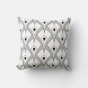 Black and white Art-deco pattern Cushion