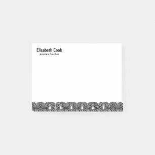 Black and White Art Deco Pattern, Custom Text Post-it Notes