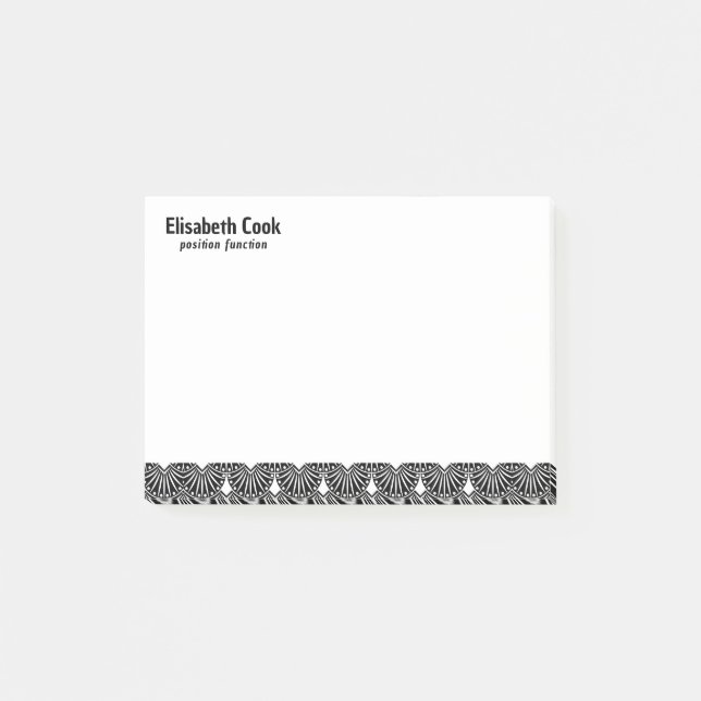 Black and White Art Deco Pattern, Custom Text Post-it Notes (Front)