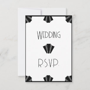 Black And White Art Deco RSVP Wedding Card