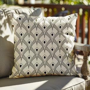 Black and white art-deco seamless pattern 3 cushion