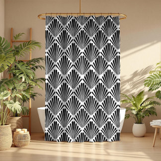 Black and white Art Deco seamless pattern Shower Curtain