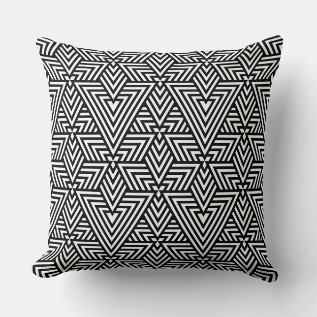 Black and White Art Deco Triangle Seamless Pattern Cushion (Front)