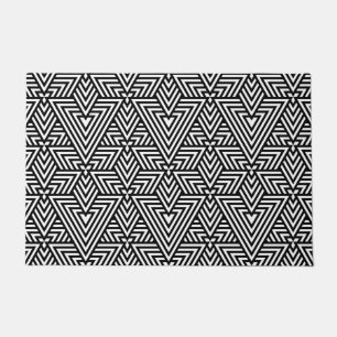 Black and White Art Deco Triangle Seamless Pattern Doormat