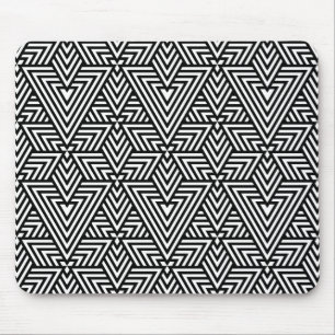 Black and White Art Deco Triangle Seamless Pattern Mouse Mat